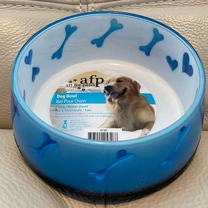 Small Dog Bowl Translucent Blue & White Hearts & Bones Acrylic Nonslip NWT